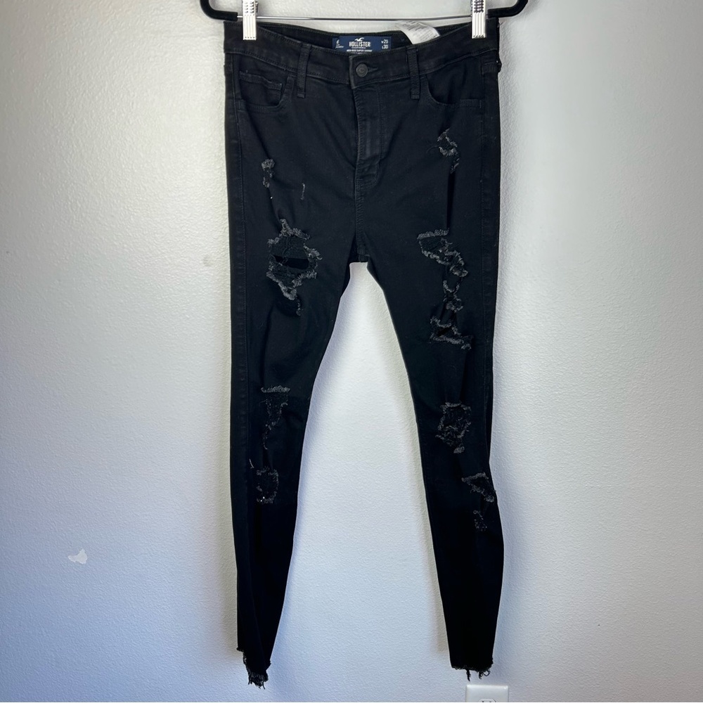 Hollister Black High Rise Super Skinny Distressed Jeans
